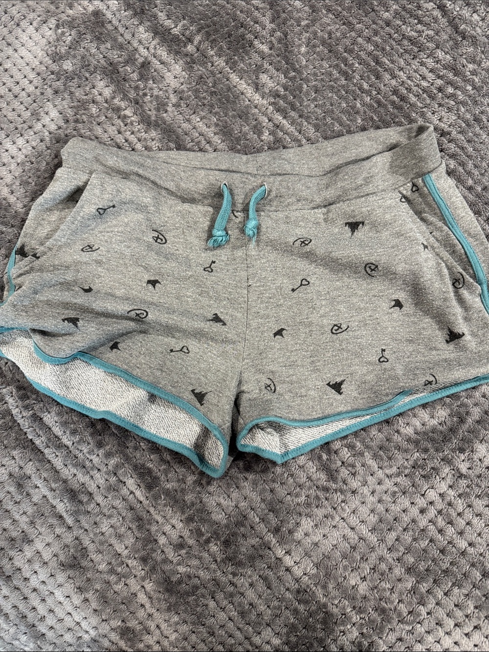 Disney Grey Athletic Shorts with Teal Trim